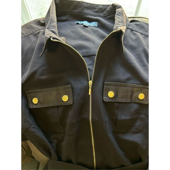 Sharagano Women's Short Sleeve Shirt Dress with Front Pockets. Brown. Size 12 - Picture 7 of 14